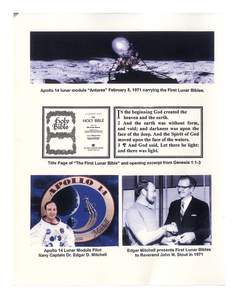 Bible Flown to & Landed Upon the Moon During the Apollo 14 Mission -- One of Only 11 Copies With Official Certification by Both Astronaut Edgar Mitchell & Apollo Prayer League Director Rev. John Stout